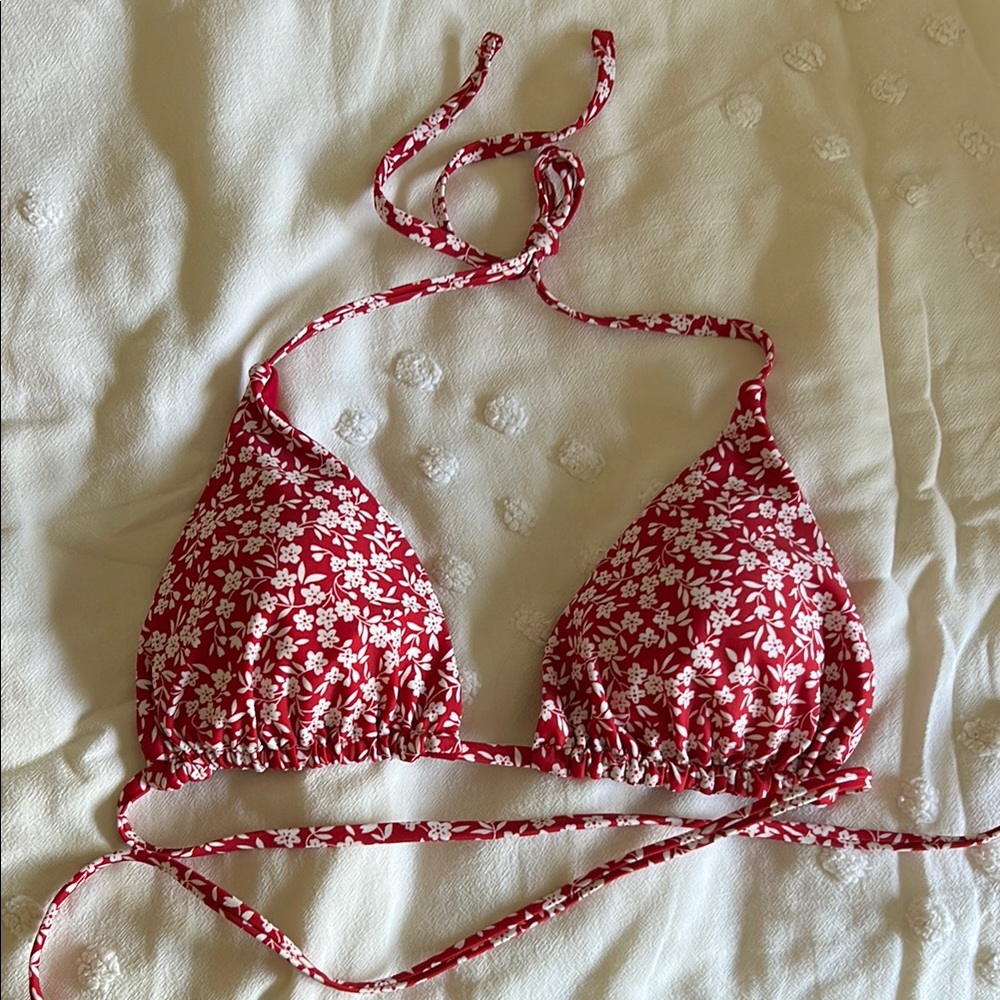 Floral Red Bikini Top (Reversible)